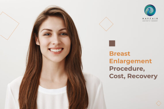 A girl smiles after breast enlargement procedure